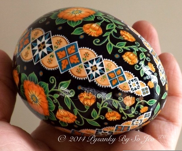 Peach Floral Ukrainian Easter Egg Pysanky By So Jeo